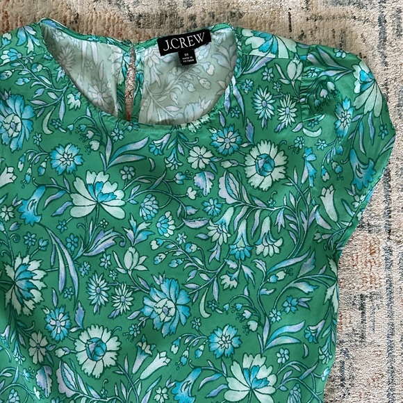J. Crew Gwyneth Cupro-blend green floral slip dress in size 00 - Picture 3 of 4